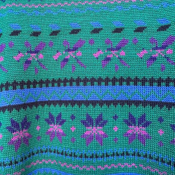 Vintage Meister Green Snowflake Pattern Sweater M - Picture 5 of 5